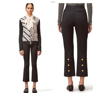 Tory Burch Ponte Flare Crop pants with Gold Buttons